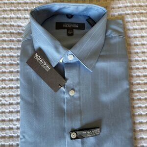 Kenneth Cole Reaction Regular Fit Dress Shirt - Light Blue Striped